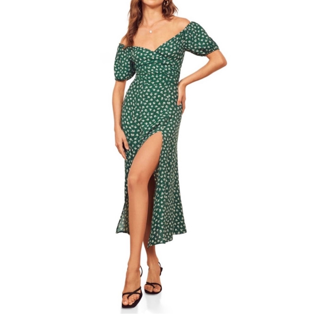Reformation Off The Shoulder Pear Midi Dress
